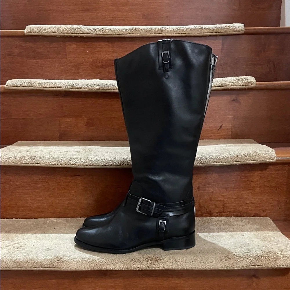 NWOT Matisse Leather Upper Man Made Sole Black Tall Buckle Boots Women SZ 9.5 W